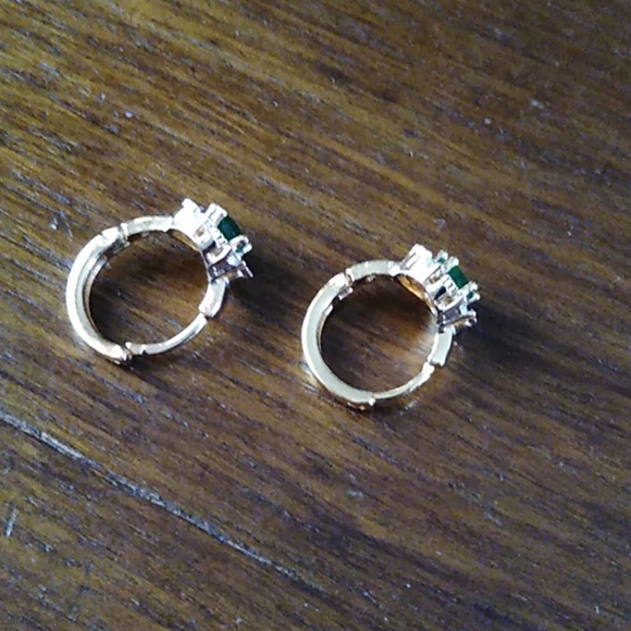 Emerald and Diamond Earrings - Picture 2 of 2